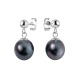 Boucles d'Oreilles Pendantes en Argent Massif & Perles