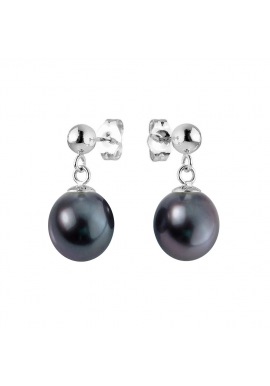 Boucles d'Oreilles Pendantes en Argent Massif & Perles