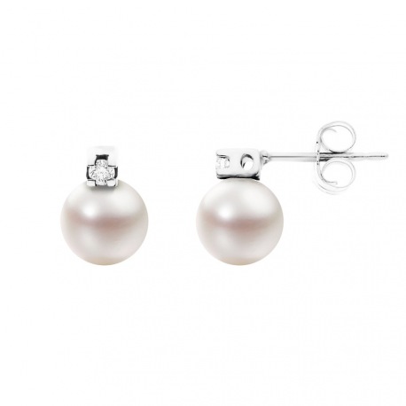 Boucles d'Oreilles en Or Blanc & Diamants