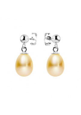 Boucles d'Oreilles Pendantes en Argent Massif & Perles
