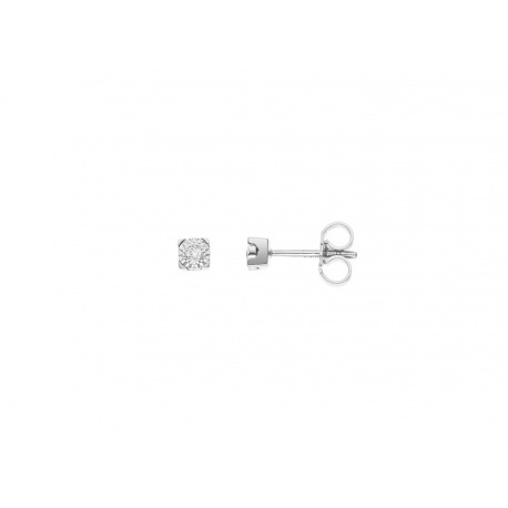 Boucles d'Oreilles Solitaire Véritables Diamants Serti Illusion 0,40 Carats