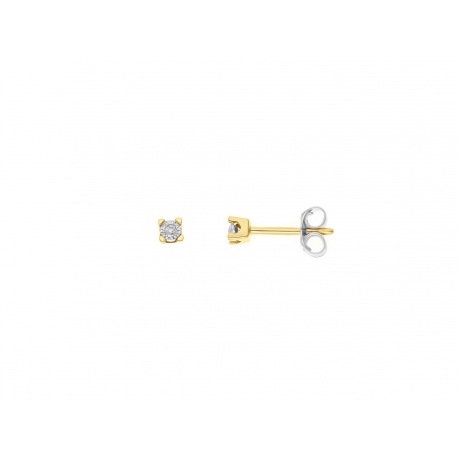 Boucles d'Oreilles Solitaire Véritables Diamants Serti Illusion 0,25 Carats