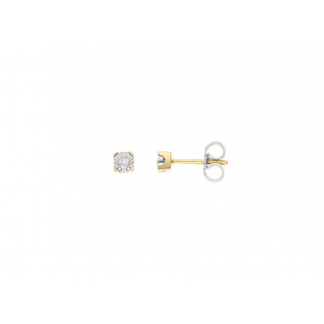 Boucles d'Oreilles Solitaire Véritables Diamants Serti Illusion 0,40 Carats