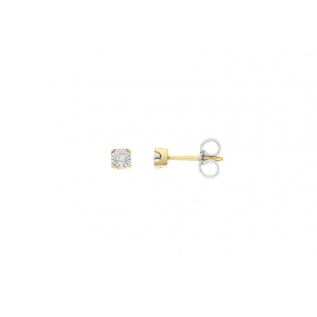 Boucles d'Oreilles Solitaire Véritables Diamants Serti Illusion 0,40 Carats