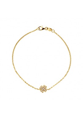 Bracelet Véritables Diamants 0,08 Carats Trèfle Porte Bonheur
