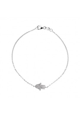Bracelet Véritables Diamants Blancs 0,15 Carats Main Porte Bonheur