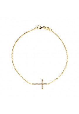 Bracelet Véritables Diamants 0,15 Carats Croix