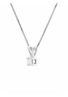 Collier Véritable Diamant Solitaire 0,07 Carats Serti 4 Griffe