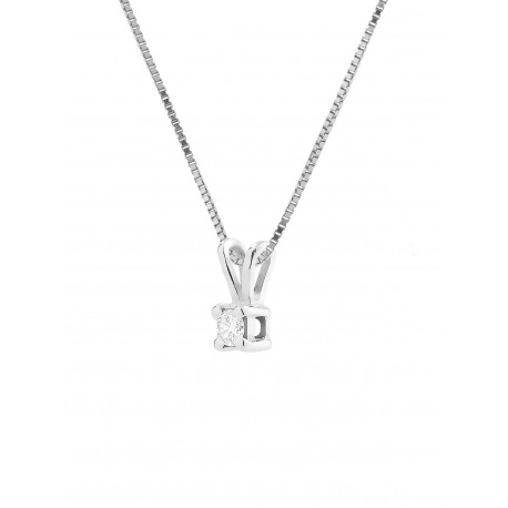 Collier Véritable Diamant Solitaire 0,07 Carats Serti 4 Griffe