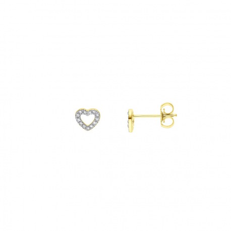 Boucles d'Oreilles Coeur Véritables Diamants 0,08 Carats