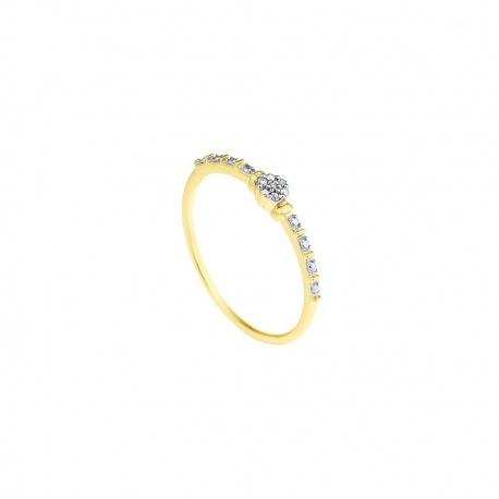Bague Solitaire Véritables Diamants 0,014 Carats Corps Serti