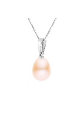 Collier OMEGA Prestige & Pendentif Véritable Perle de Culture d'Eau Douce - Argent Massif