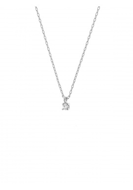 Collier Véritable Diamant 0,07 Carats Serti 4 Griffe