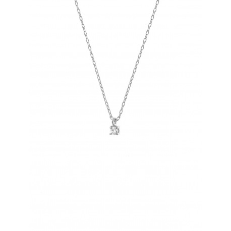 Collier Véritable Diamant 0,07 Carats Serti 4 Griffe