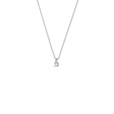 Collier Véritable Diamant 0,10 Carats Serti 4 Griffe