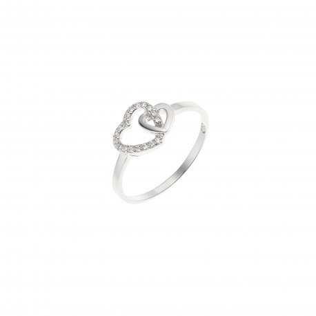 Bague Jonc Cœurs Argent & Oxydes de Zirconium