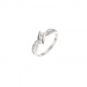 Bague Argent Jonc Croisé Trio & Pavage