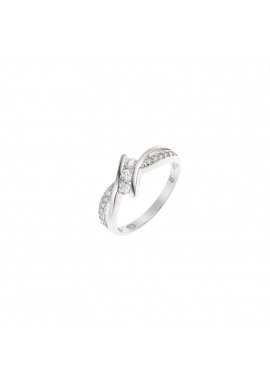 Bague Argent Jonc Croisé Trio & Pavage