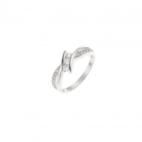 Bague Argent Jonc Croisé Trio & Pavage
