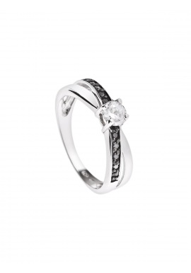 Bague Solitaire Argent & oxydes de Zirconium