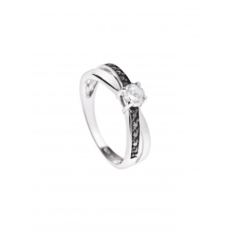 Bague Solitaire Argent & oxydes de Zirconium