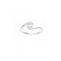 Bague Argent Solitaire Serti Enveloppé Oxydes de Zirconium