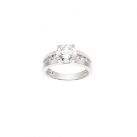 Bague Solitaire Argent & Oxydes de Zirconium