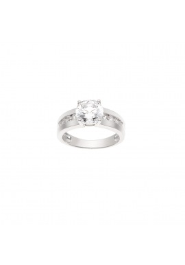 Bague Solitaire Argent & Oxydes de Zirconium