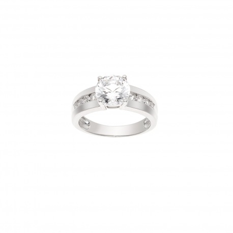 Bague Solitaire Argent & Oxydes de Zirconium