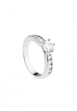 Bague Argent Solitaire Rond