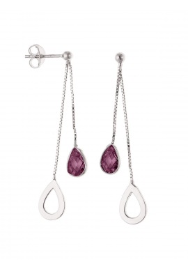 Boucles d'Oreilles Goutte en Améthyste Sertie