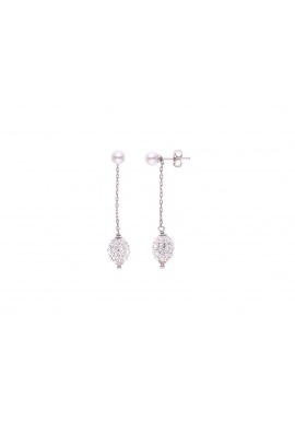 Boucles d'Oreilles Véritable Crystal & Perles