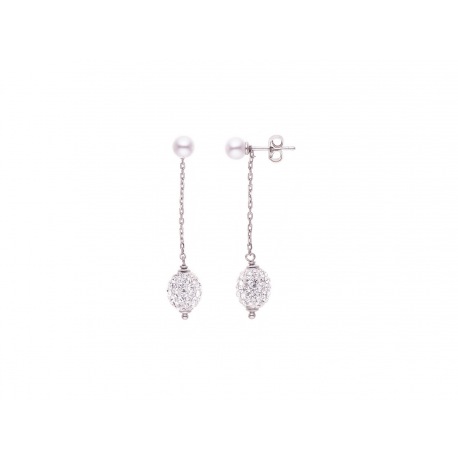 Boucles d'Oreilles Véritable Crystal & Perles