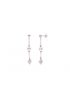 Boucles d'Oreilles Véritable Crystal & Perles