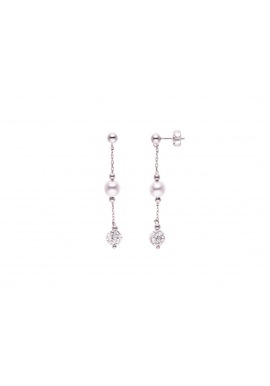 Boucles d'Oreilles Véritable Crystal & Perles