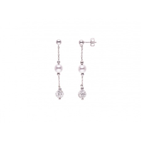 Boucles d'Oreilles Véritable Crystal & Perles