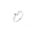 Bague Argent Jonc Croisé Solitaire Oxyde de Zirconium