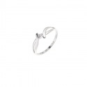 Bague Argent Jonc Croisé Solitaire Oxyde de Zirconium