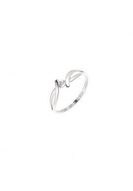 Bague Argent Jonc Croisé Solitaire Oxyde de Zirconium