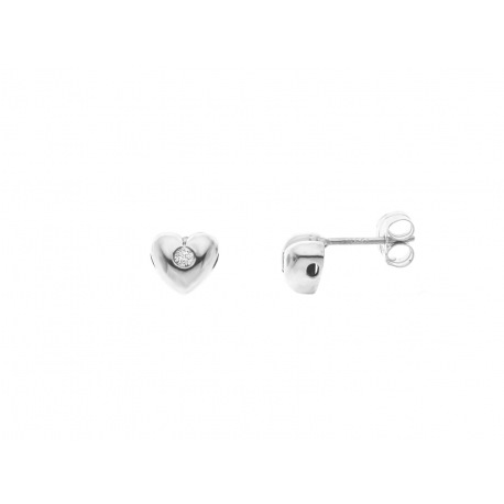 Boucles d'Oreille Véritables Diamants 0,10 Carats Sertis Cœur