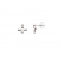 Boucles d'Oreille Véritables Diamants 0,10 Carats Sertis Croix