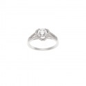 Bague Prestige Argent Solitaire & Pavage