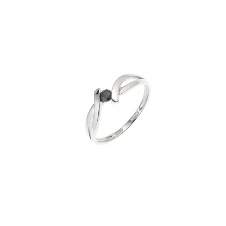 Bague Argent Jonc Croisé Solitaire Oxyde de Zirconium