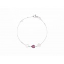 Bracelet Argent orné de Cœurs Argent et Améthyste