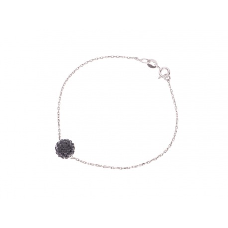 Bracelet Argent Véritable Crystal Noir