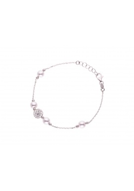 Bracelet Argent Véritable Crystal & Perles