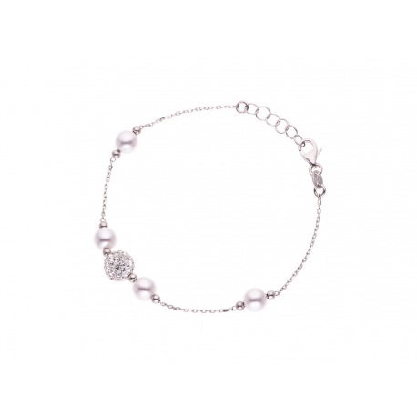 Bracelet Argent Véritable Crystal & Perles