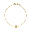 Bracelet Véritables Diamants 0,08 Carats Trèfle Porte Bonheur