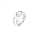 Bague Jonc Ouvert Argent Soliaire Oxydes de Zirconium