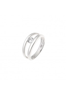 Bague Jonc Ouvert Argent Soliaire Oxydes de Zirconium